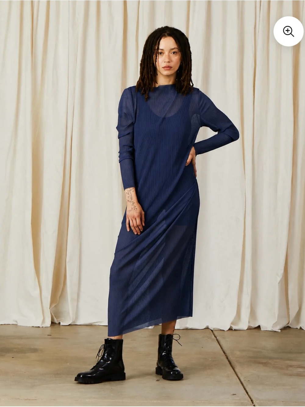 Ali Golden Mesh Dress Navy